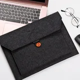 Black Felt Laptop Sleeve with Button Closure – view 1