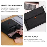 Black Felt Laptop Sleeve with Button Closure – view 4
