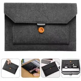 Black Felt Laptop Sleeve with Button Closure – view 3