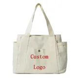 Cotton Shopping Tote with Zipper Pocket – view 3