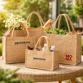 Camel Jute Tote with Soft Cotton Rope Handle