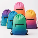 Gradient Oxford Drawstring Backpack with Front Zipper Pocket – view 2