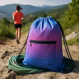 Gradient Oxford Drawstring Backpack with Front Zipper Pocket – view 5