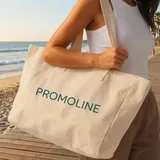 Colorblock Canvas Tote with Letter Print – view 1