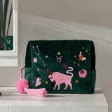 Velvet Embroidered Makeup Bag with Tassel – view 1