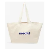 Beige Canvas Tote with Long Handles and Print – view 2