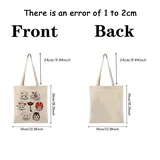 Beige Canvas Tote with Long Handles and Print – view 6