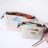 Canvas Cotton Makeup Bag with Drawstring Detail – view 2