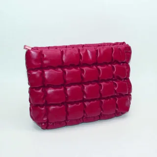 Quilted PU Leather Cosmetic Pouch