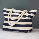 Striped Canvas Beach Tote Bag with Rope Handle – view 3