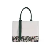 Beige Floral Cotton Canvas Shoulder Tote – view 2