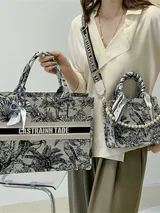 Floral Print Jute Tote with Cotton Rope Handles – view 2