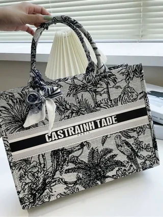 Floral Print Jute Tote with Cotton Rope Handles