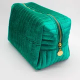 Dark Green Quilted Velvet Makeup Bag – view 5