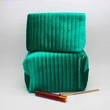 Dark Green Quilted Velvet Makeup Bag – view 3