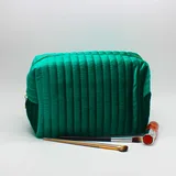 Dark Green Quilted Velvet Makeup Bag – view 2