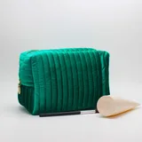Dark Green Quilted Velvet Makeup Bag – view 1