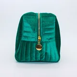 Dark Green Quilted Velvet Makeup Bag – view 6