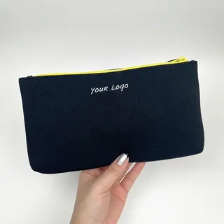 Black Neoprene Makeup Bag with Wrist Strap