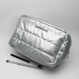 Silver Padded Cosmetic Bag with Handle