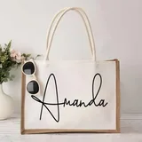 Jute Tote Bag with Leather Handles – view 2