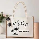 Jute Tote Bag with Leather Handles – view 1