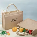 Laminated Jute Tote with Canvas Front Panel – view 2
