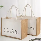 Laminated Jute Tote with Canvas Front Panel – view 3