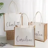 Laminated Jute Tote with Canvas Front Panel – view 1