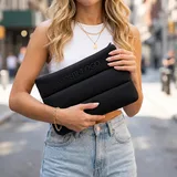 Grey Quilted Neoprene Wristlet Clutch – view 1
