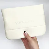 White Quilted Puffer Neoprene Makeup Bag – view 1