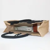 White and Black Jute Tote with Outer Button – view 6