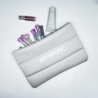 Preppy Neoprene Makeup Bag, Black and Grey