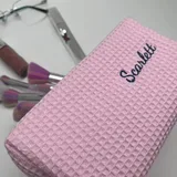 Personalized Waffle Cotton Makeup Pouch – view 3