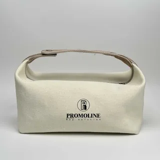 Canvas Cotton Cosmetic Bag with Zipper and Soft Handle