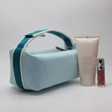 Sky Blue Canvas Cosmetic Bag with Handle – view 3