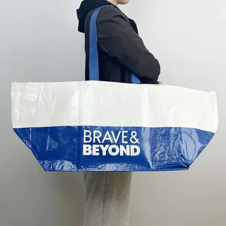 Deep Blue Laminated PP Woven Shopper with Logo