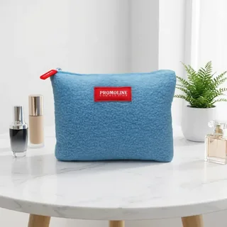 Beige Teddy Velvet Makeup Pouch