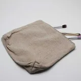 Beige Cotton Mesh Cosmetic Pouch – view 3