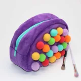 Purple Pom Pom Plush Makeup Bag – view 2