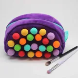 Purple Pom Pom Plush Makeup Bag – view 1