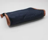 Deep Blue Quilted Nylon Makeup Bag with Leather Trim – view 6