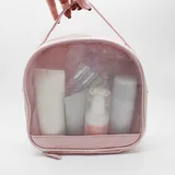 Pink PU Mesh Makeup Case with Soft Handle – view 4