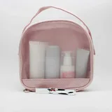 Pink PU Mesh Makeup Case with Soft Handle – view 1