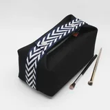 Black Canvas Cosmetic Bag with Chevron Webbing Handle – view 3
