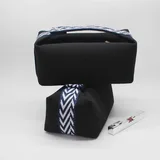 Black Canvas Cosmetic Bag with Chevron Webbing Handle – view 2