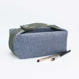 Deep Blue Canvas Cosmetic Bag with Webbing Handle – view 1