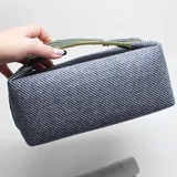 Deep Blue Canvas Cosmetic Bag with Webbing Handle – view 4