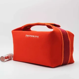 Orange Canvas Cosmetic Bag with Webbing Handle