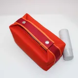 Orange Canvas Cosmetic Bag with Webbing Handle – view 2